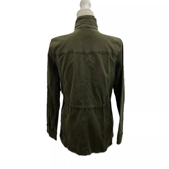 NWT Lucky Brand Green Chambray Utility Jacket Women’s Small Petite Zip Button - Picture 3 of 8